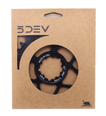 5Dev T-Type 6% Oval Chainring, 3mm Offset, 32T - Black