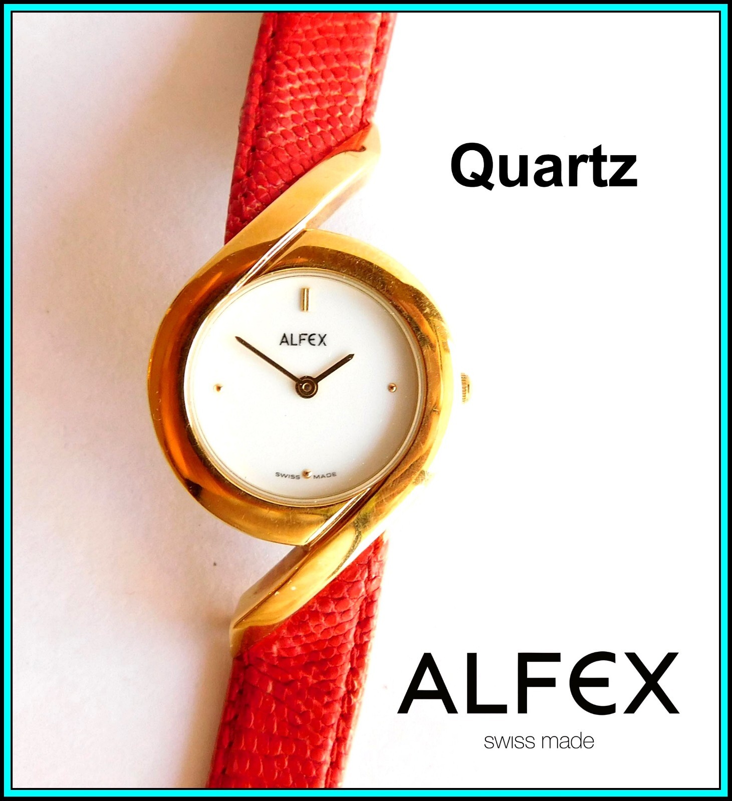 ALFEX Women's 腕時計 Quartz Swiss製(3039-2) Alfex Watch Women Gold Tone Swiss Made Second Sub Dial Black
