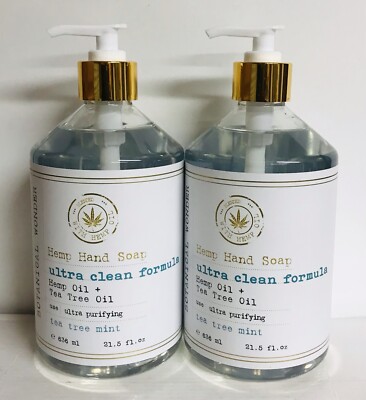 2-Pack Botanical Wonder ~ Tea Tree Mint Hand Soap w/ Hemp & Tea Tree Oil 21.5 oz