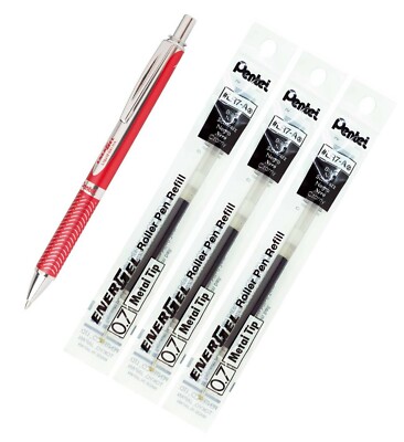 Pentel BL407 EnerGel Alloy RT Premium Liquid Gel Pen with 3 LR7-A Refills