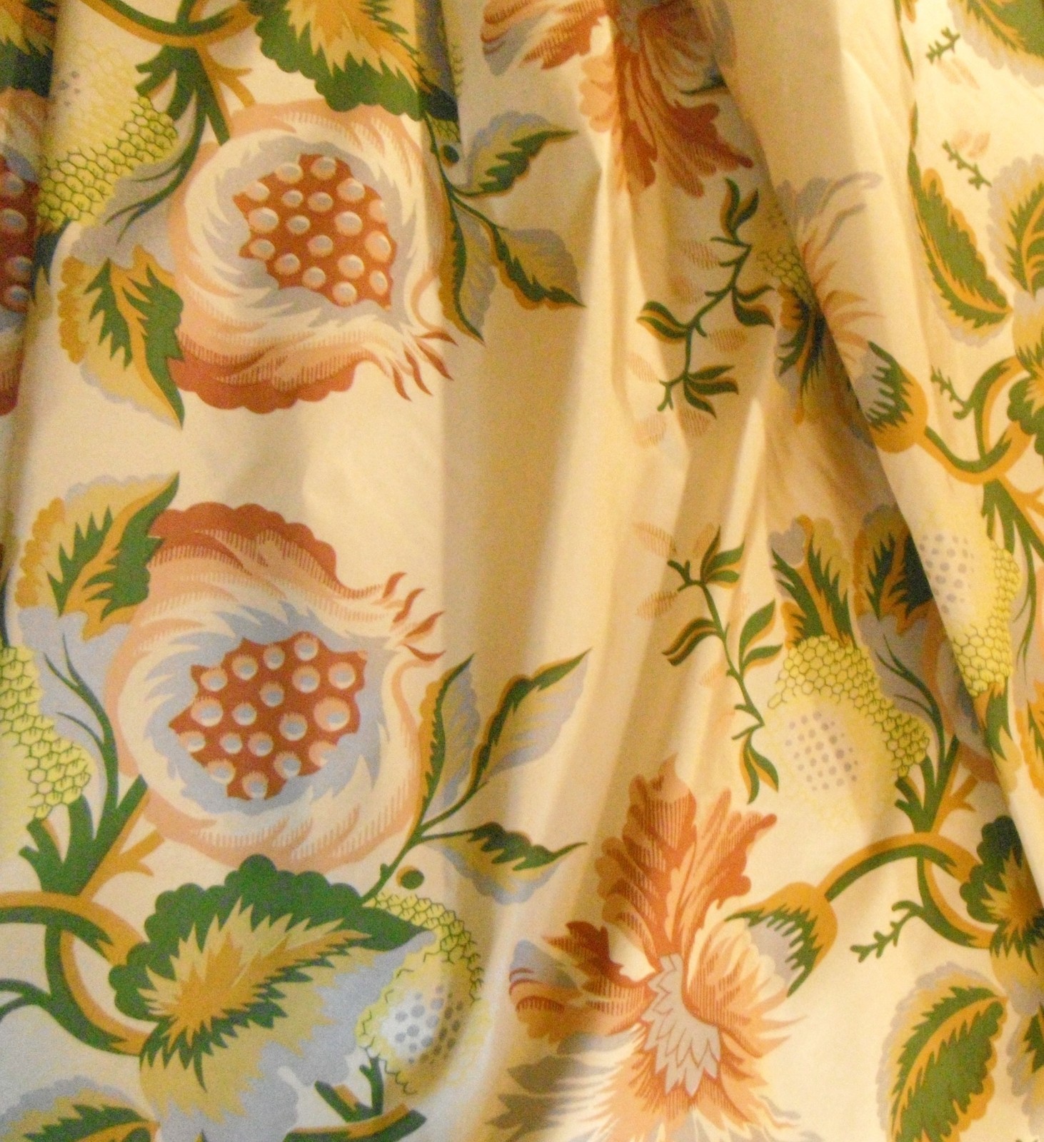 SCALAMANDRE Pomegranade Vintage SILK Handprint fabric Pomegranate Cream 3+ yds