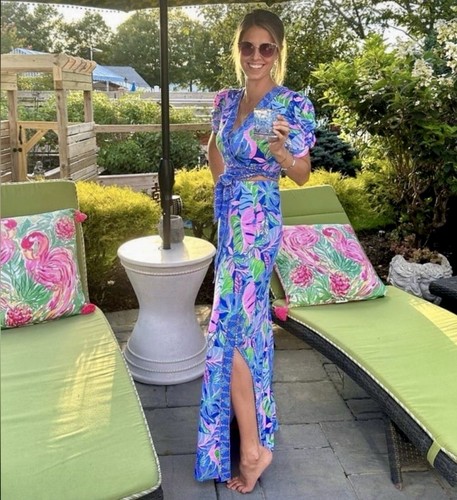Pre-owned Lilly Pulitzer Sailynn Maxi Set Beleaf In Yourself $258 Size Xl In Multicolor