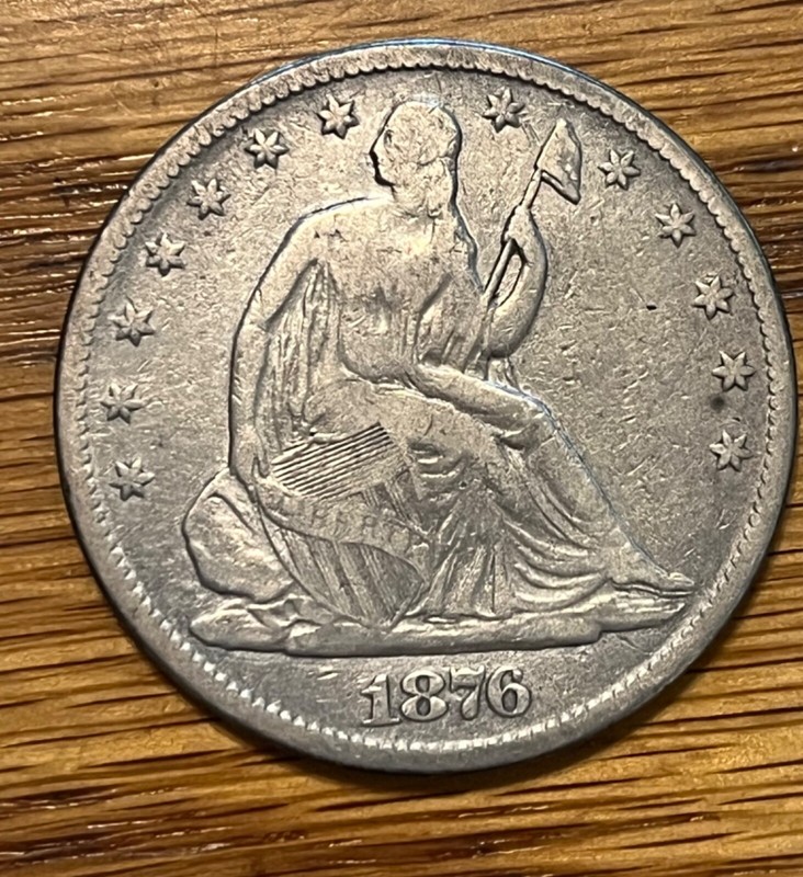 1876-cc Seated Liberty half dollar ,  VF, scarce date