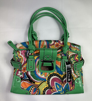 LineaR Women s Purse Green Paisley Floral HANDBAG Multicolor MSRP $55.00 NEW.
