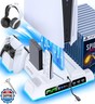 PS5/Slim/Pro Stand and Cooling Station with LED Controller Charging Station for PlayStation 5 Console, Controller Charger, Cooling Stand, PS5/Slim/Pro Accessories Kit with 3 Level Cooler Fan