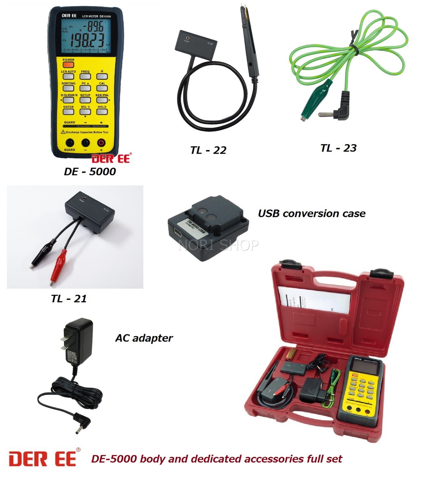 DER EE DE-5000 High Accuracy LCR Meter FULL Set Tools New w