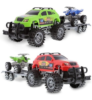 Mozlly Friction Powered Monster Trucks with SUV Towing ATV Tra...