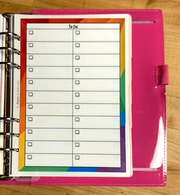 To Do List Two Sided Dashboard for use with Filofax A5