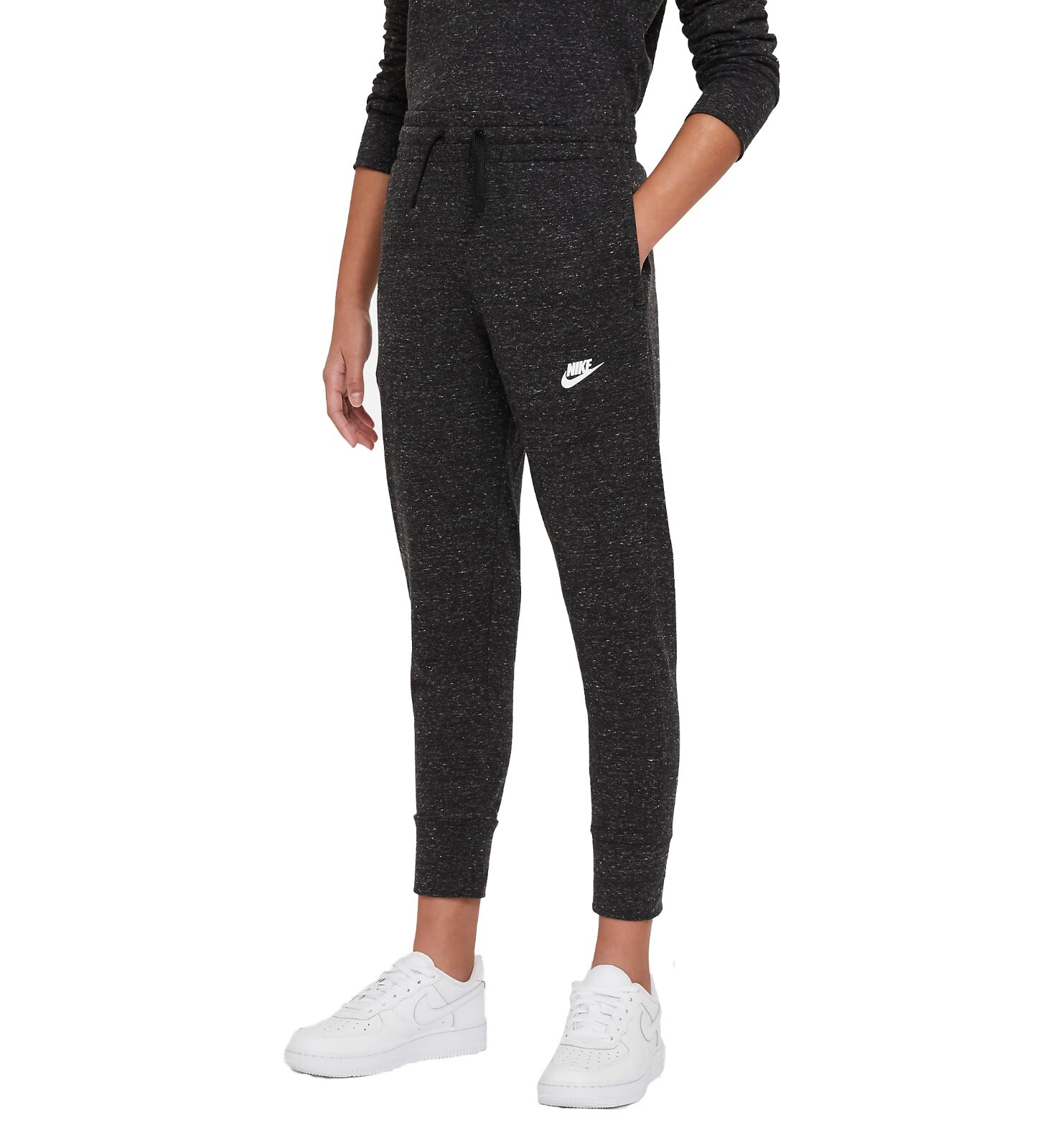 

Брюки-джоггеры Nike Youth Girls Sportswear в цвете черный меланж/белый