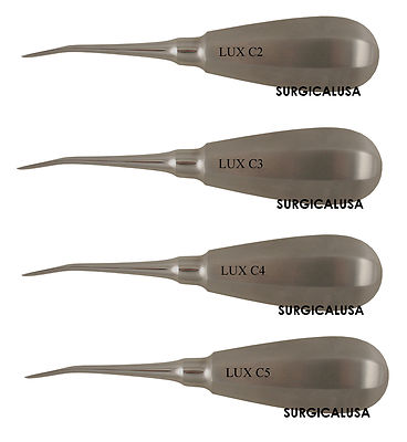 Luxating Elevators Kit of 2 3 4 5mm Curved Tips Dental Instruments