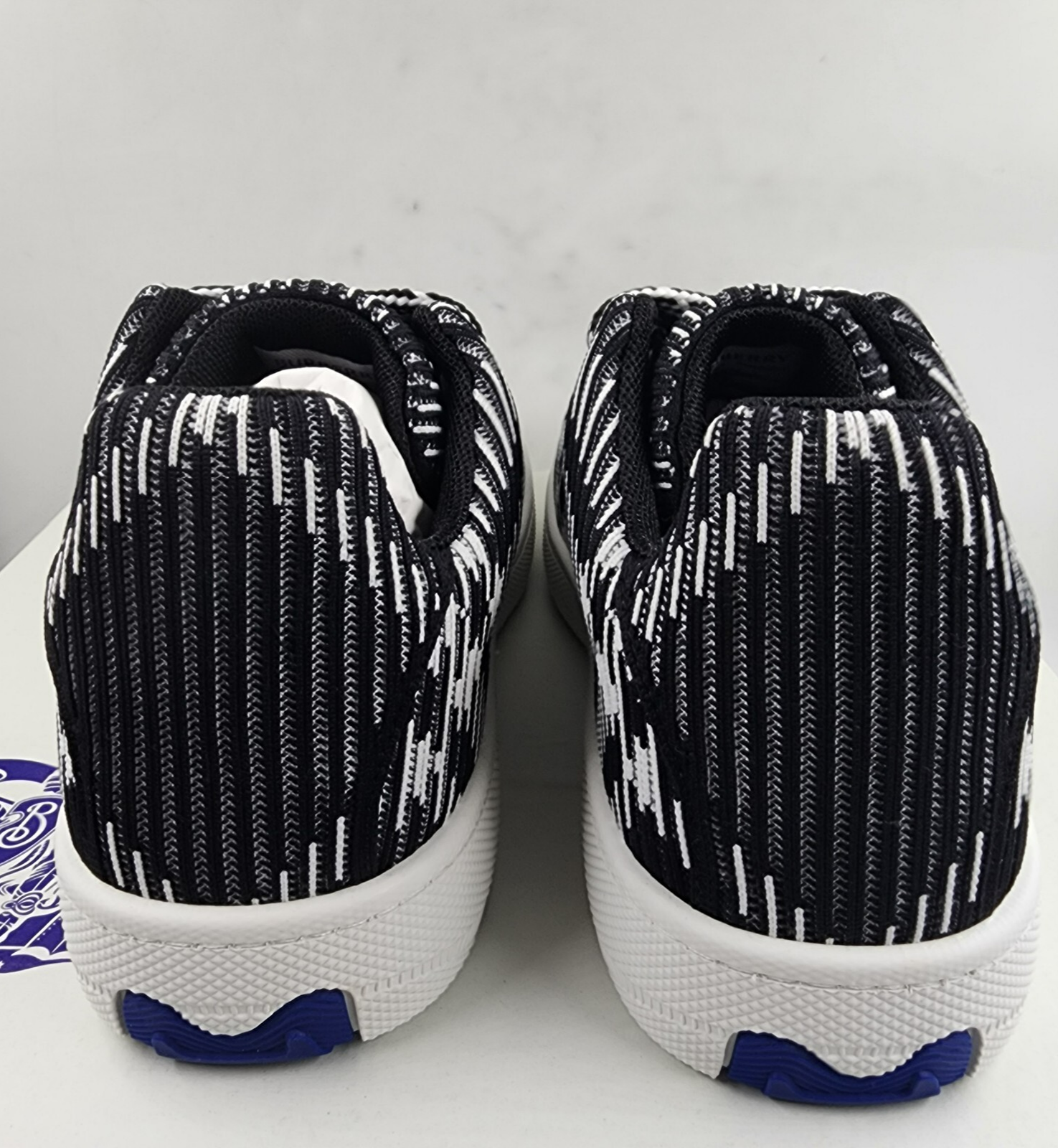 Burberry Check Knit Low Top Sneakers Men's 43/10US Black/White Lace Up Closure - Picture 4 of 17