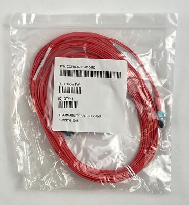 Fiber Optic Patch Cord Cable OFNP 10 Meters Length CCI/1000771-010-RD
