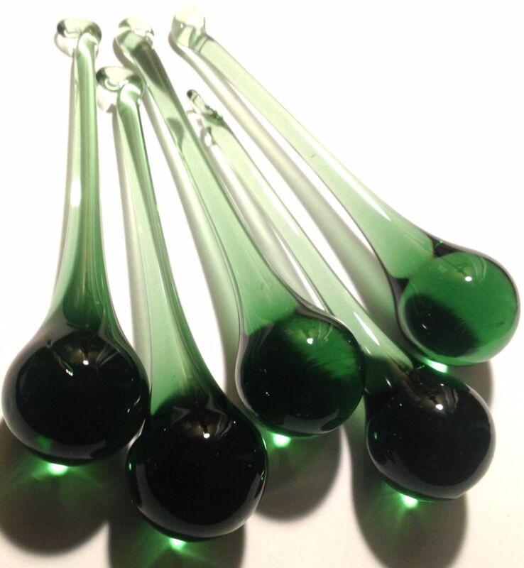 Raindrop Glass Crystals 100MM Green - 10 PCS  (P126)