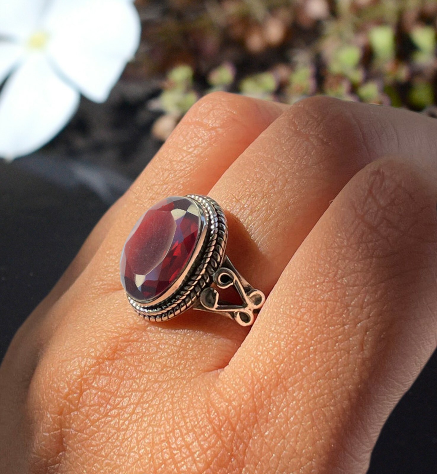 Garnet Faceted Gemstone Jewelry 925 Sterling Silver Women's