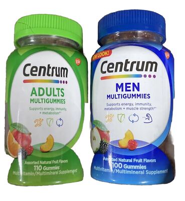 Centrum Multi Gummies Fruit Flavor Multivitamin for Adults Men 100 & 110 Count