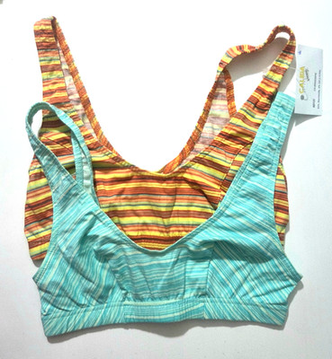 Calida 2 Pack Striped Cotton Bralettes Size XS