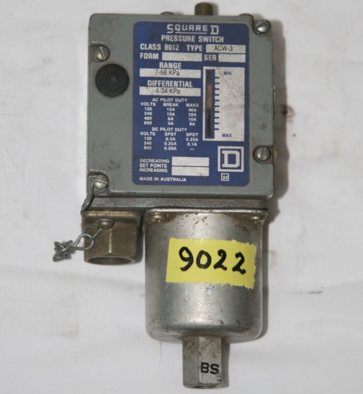 Square D  9012 Acw-3  Industrial Pressure Switch 7-68 Kpa Differential 4-34 Kpa
