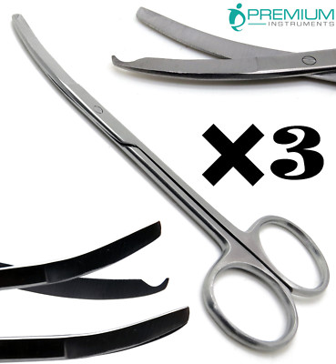3× Northbent Suture Curved Scissors 3.5'' BL/BL Surgical Medical Veterinary Tools