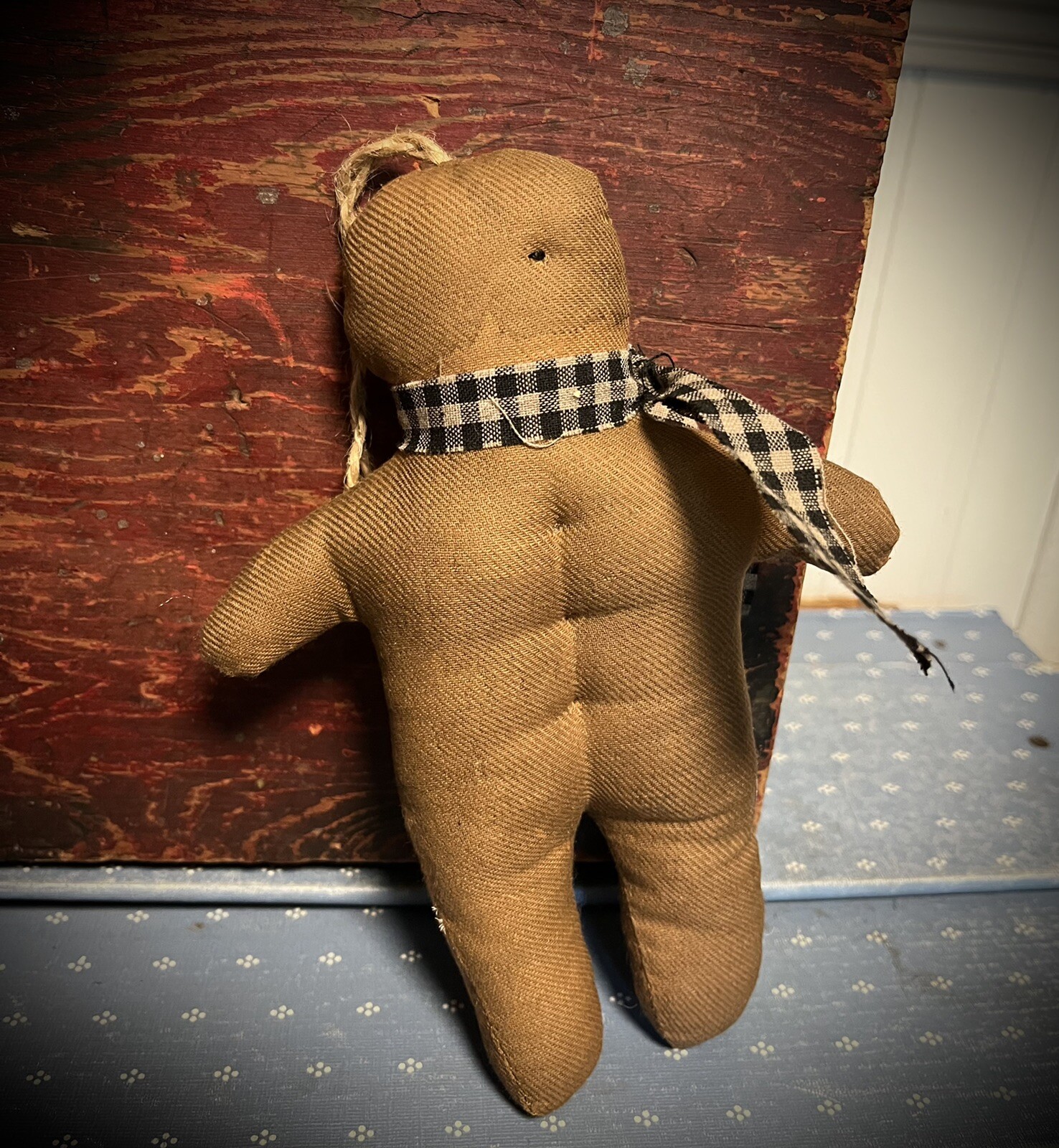 Grubby Primitive Rustic Christmas / Fall Holiday Gingerbread Man Rag Doll 8"