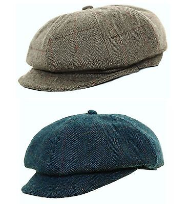 Ladies Herringbone Baker Boy wool Blend Tweed Cap Newsboy Hat  Flat Cap