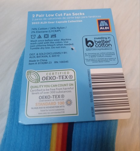 Aldi 2023 Men Fan Socks 2 Pairs Blue NEW 2023 Capsule Collection SIZES 6-12
