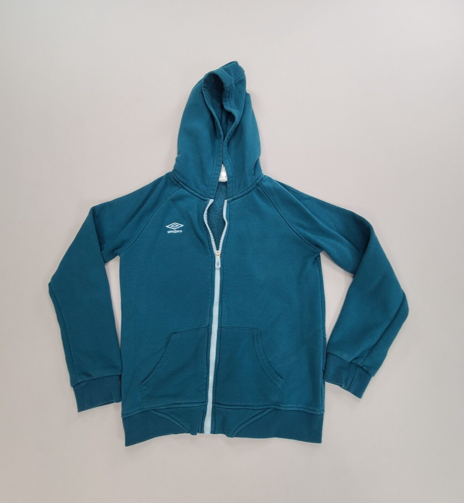 Umbro Sweater Boys Large Blue Green Hoodie Full Zip Outdoors