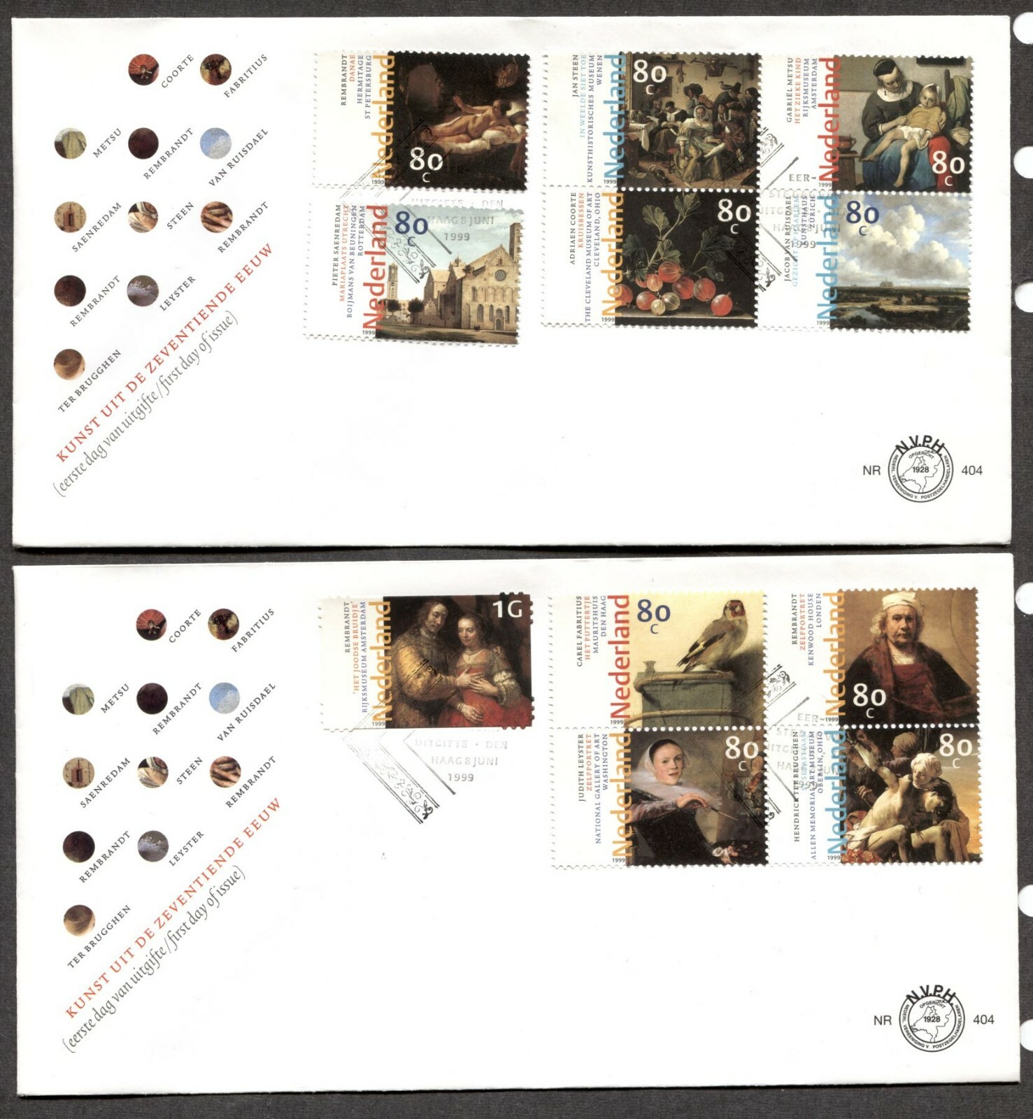 NETHERLANDS 1999, ART: PAINTINGS BY FAMOUS DUTCH ARTISTS, Sc