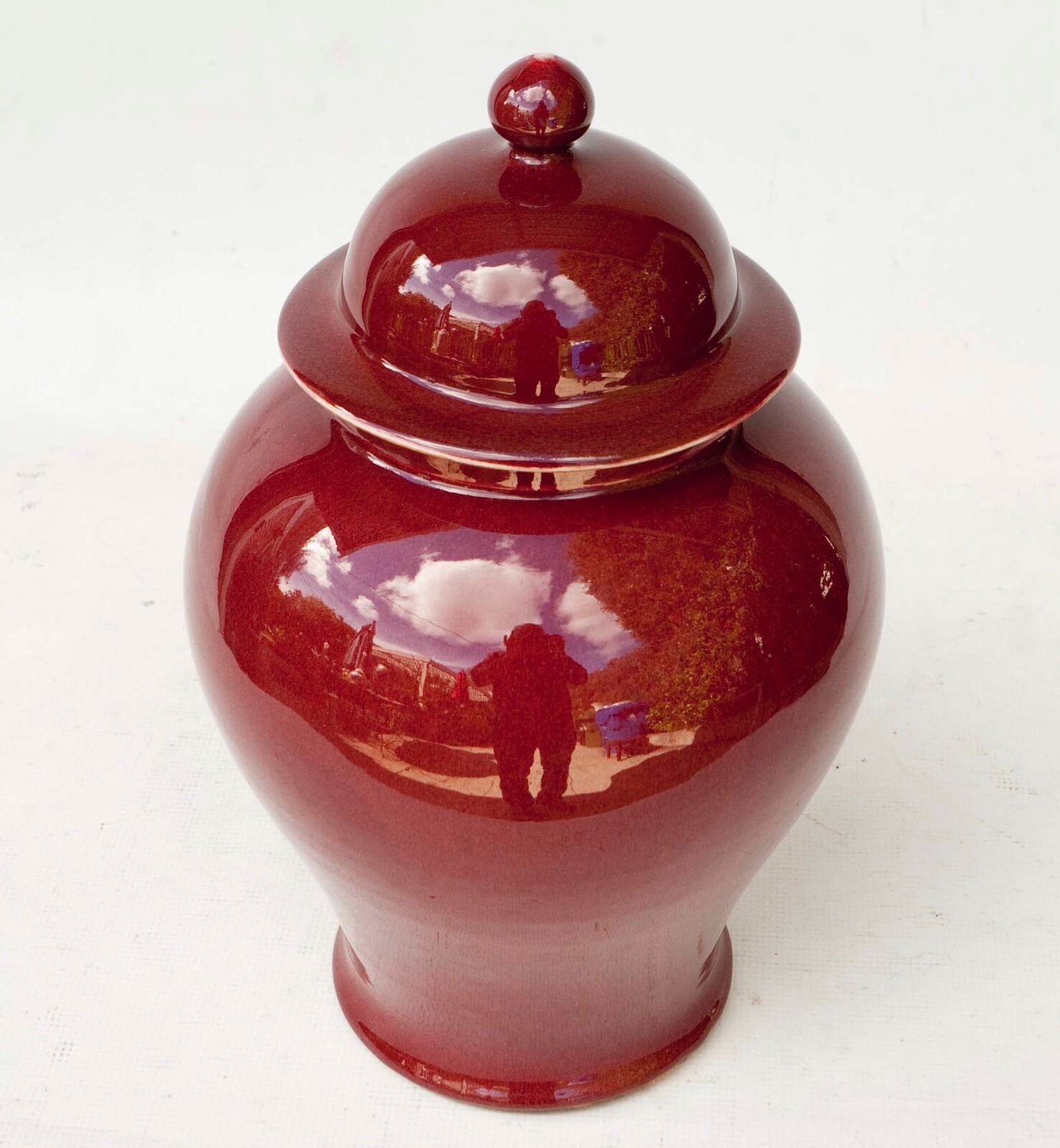 Chinese Oxblood Red Sang de Boeuf Tall Ginger Jar 16