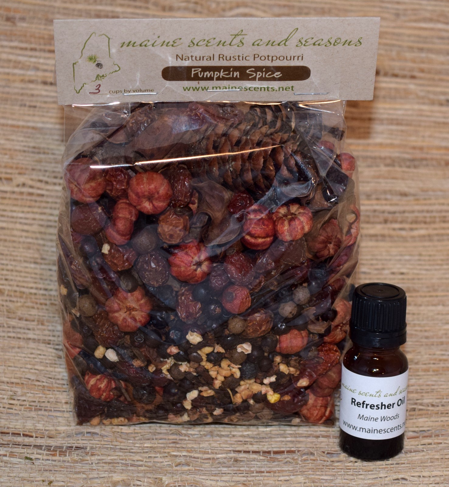 Primitive Pumpkin Spice Potpourri 3 cup Bag With Half Ounce Refresher Oil