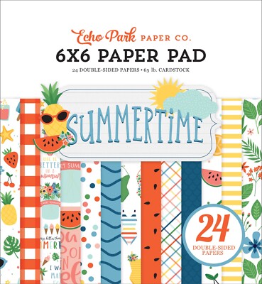 Echo Park Paper SUMMERTIME Summer Theme 6x6 Scrapbook Paper Cardstock Pad