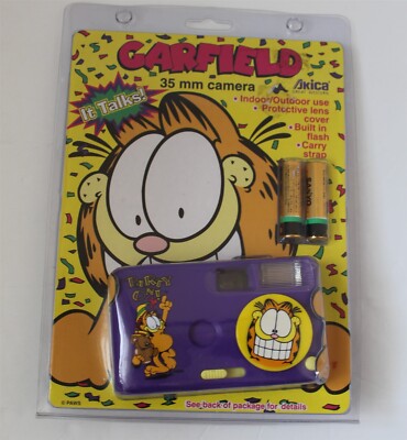 Akica Garfield 35mm Point & Shoot Talking Film Camera NOS