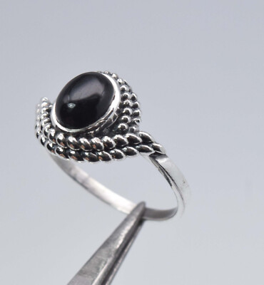 925 Solid Sterling Silver Black Onyx Ring