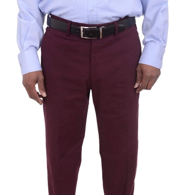 

Aldo Valentini Slim Fit однотонные бордовые повседневные брюки из эластичного хлопка, сделано в Италии, Burgundy