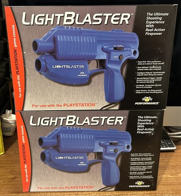 2 LIGHT BLASTER Blue Controllers for PLAYSTATION 1 Open Box PS1 For Old TV s