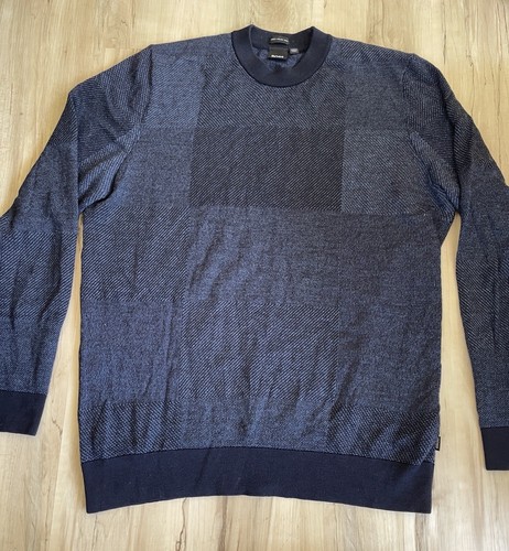 Hugo Boss Finest Italian Yarn Navy Crewneck Sweater SMALL | eBay
