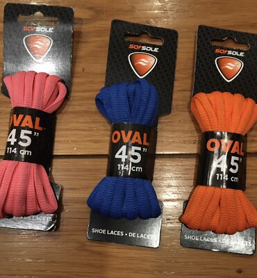 Sof Sole Athletic Oval Shoe Laces - Fuschia, Blue, Orange 45-Inch