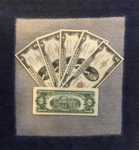 ✯1928-1963 Two Dollar Note Red Seal ✯$2 Bill G-AU✯Old Paper Estate Lot Currency✯