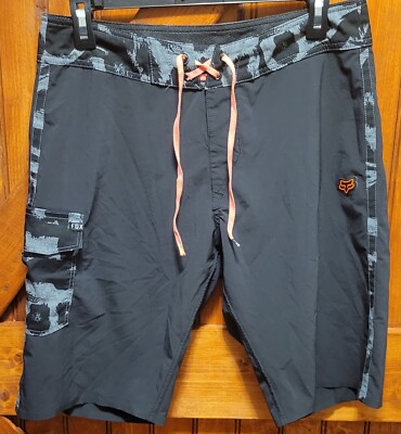 Fox Racing Board Shorts Mens 30 Black Camino Performance Athletic Stretch Swim