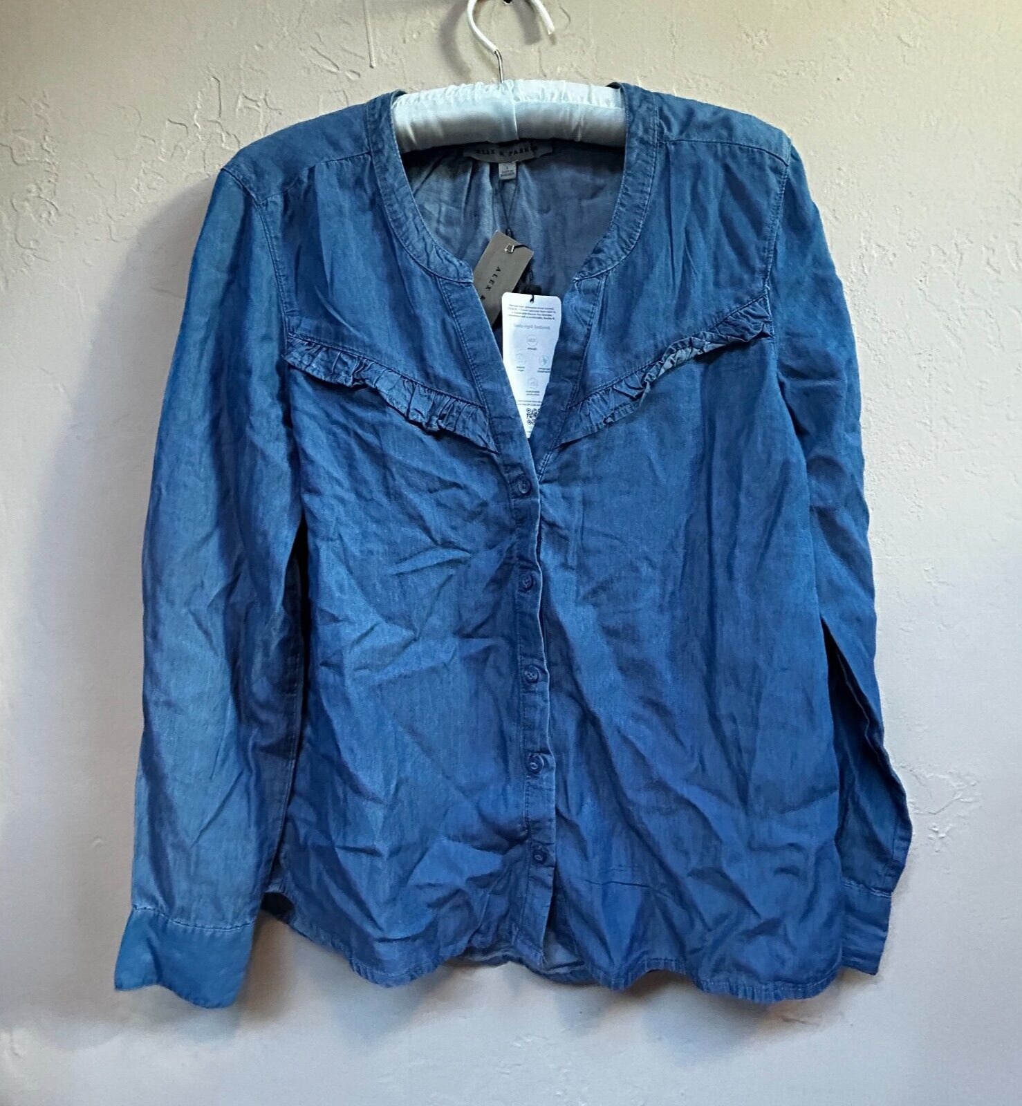 Alex & Parker Womens Small Tencel Indigo Long Sleeve Shirt