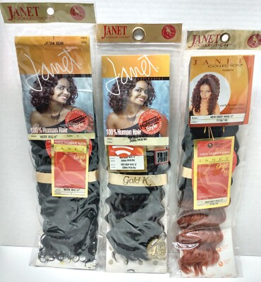Mixed Lot 3 Janet Collection 100% Human Hair Extensions, 12'' / 14'', New