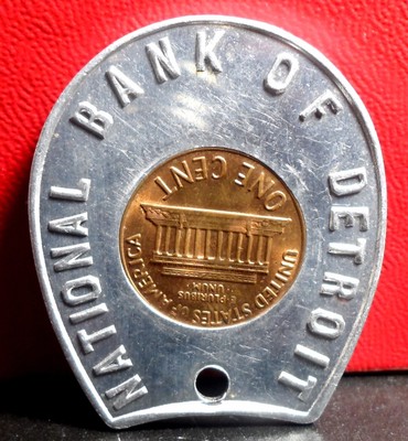 Very Nice 1971 D Lincoln National Bank of Detroit Encased Good Lucky Cent