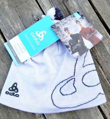 ODLO of SWITZERLAND White X-Country BOBBLE BEANIE Hat UNISEX Pompom 