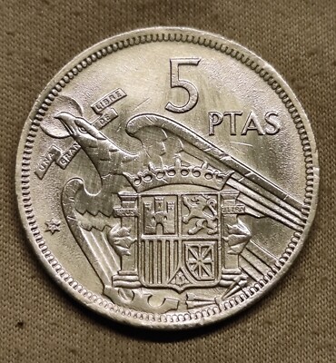 Münze Spanien 5 Pesetas ptas Francisco Franco Caudillo de Espana 1957  (70)