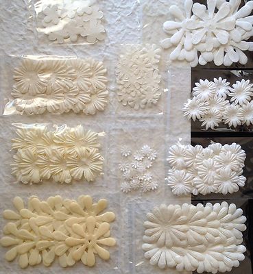 158 Flowers Petals Lot Assortment White Cream Handmade Mulberry Paper wedding 18