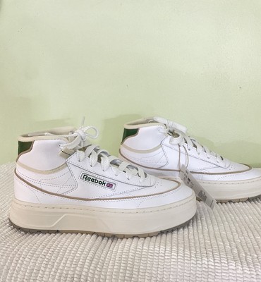 Size 8 - Reebok Club C Geo Mid White Dark Green W