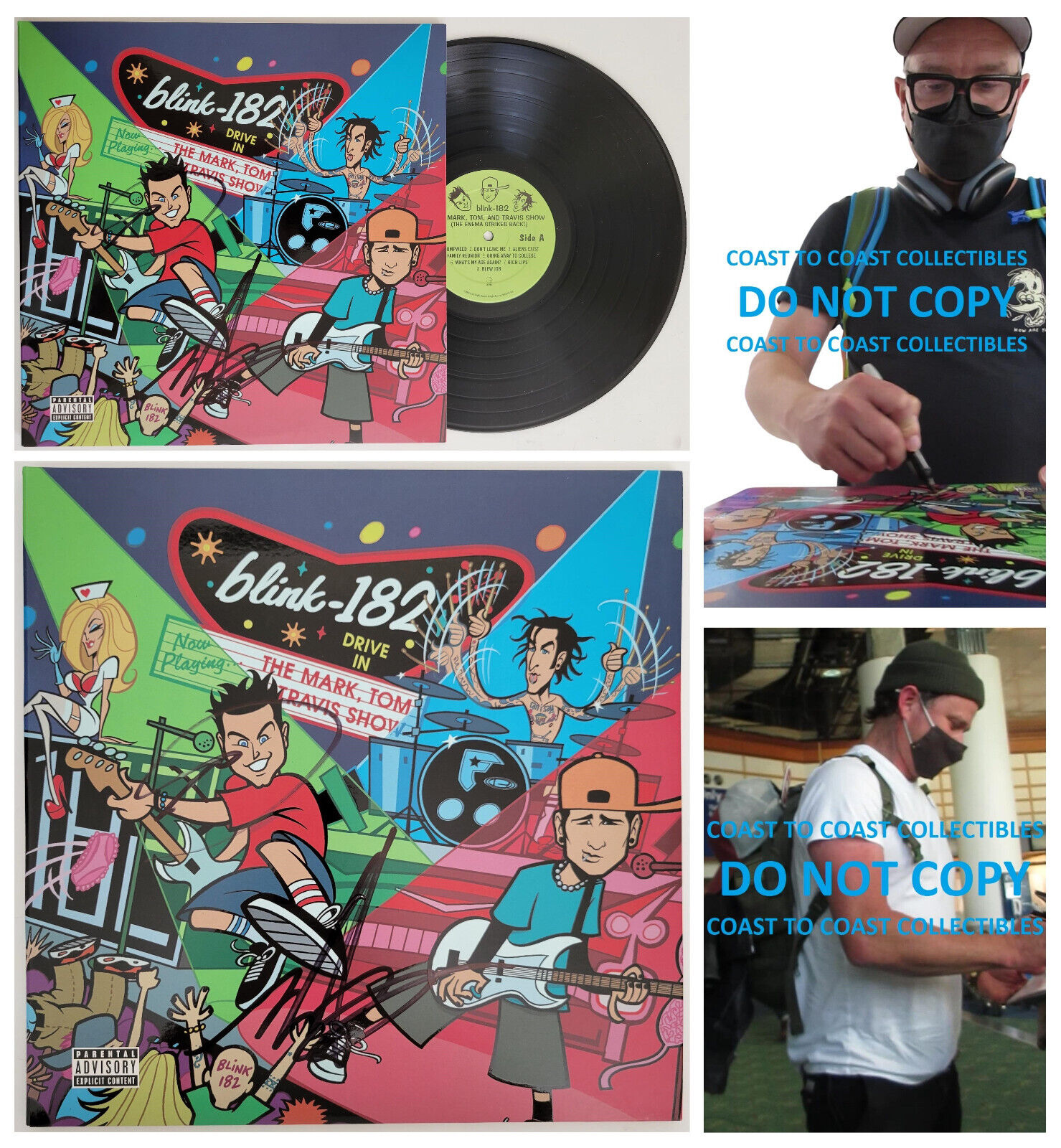 Mark Hoppus Tom Delonge signed Blink 182 album The Enema Strikes Back COA proof STAR autographed Mark Hoppus Tom Delonge signed Blink 182 album The Enema Strikes Back COA proof STAR autographed