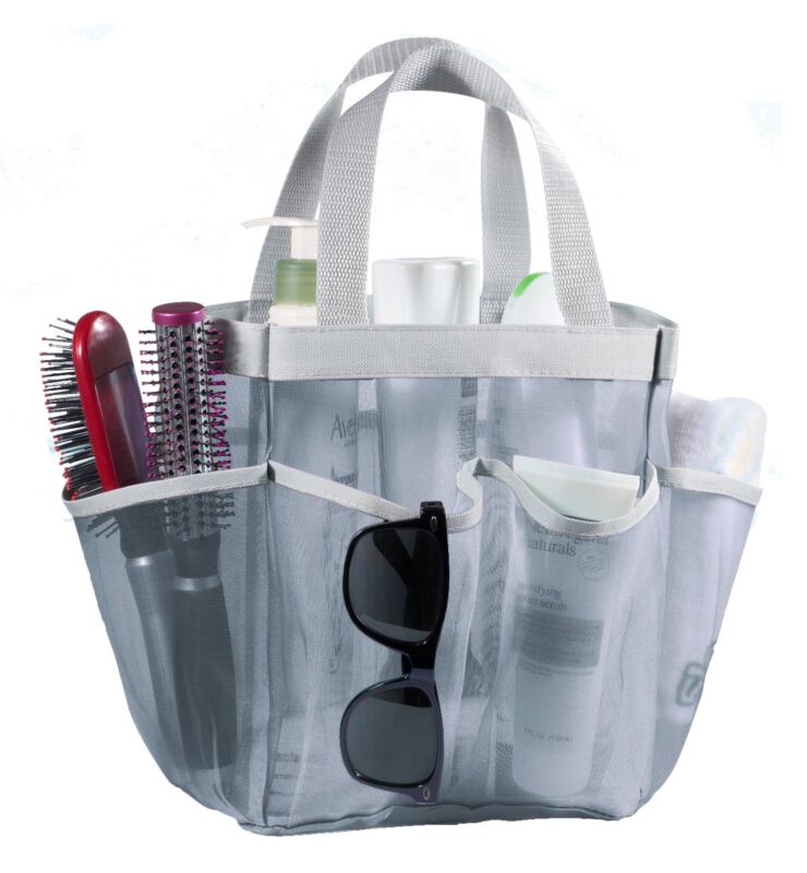 7 Pocket Mesh Shower Caddy Tote - Great for College and Gym | Assorted Colors
