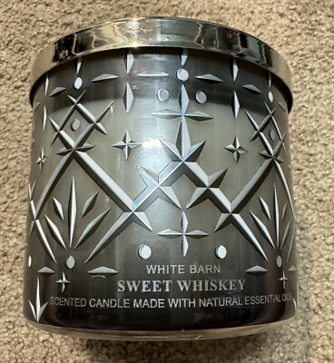 1x WHITE BARN Bath & Body Works SWEET WHISKEY Large 3-Wick Scented Candle NEW