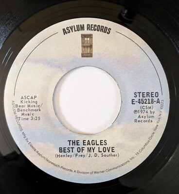 EAGLES 7'' 45, Best of my Love / Ol' 55. Excellent Vinyl. Original Asylum