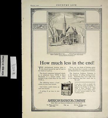1922 American Radiator Co Warm House Vintage Print Ad 5736